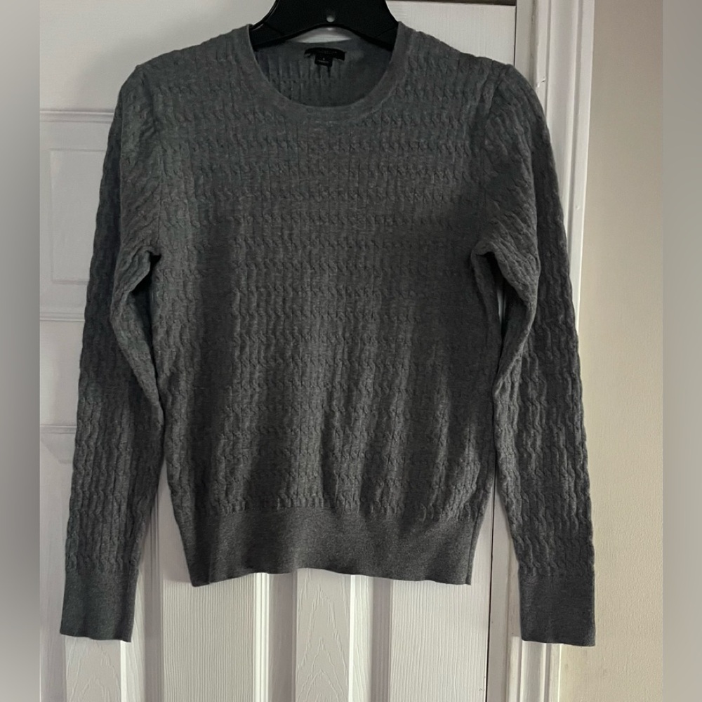 Ann Taylor Factory Crew Neck Pullover Sweater, Gray, Size Small